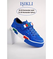 Muggo SONİC Garantili Legolu Bağcıklı ve Cırtlı Ortopedik Çocuk Sneaker Spor Ayakkabı (Mavi)