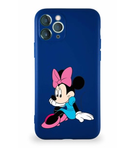 Apple iPhone 11 Pro Soft Premier Kapak Minnie Mouse-E Tasarımlı Silikon Kılıf - Lacivert (Şeffaf)