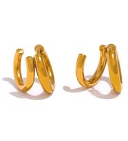 18 Ayar Altın Kaplama Çift Sıra Gold Halka Küpe – Minimal Premium Model