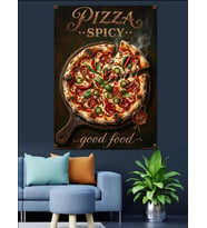 Pizza Spicy Good Food Tabelası Dekoratif Kanvas - Mdf Ahşap Tablo