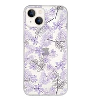 Apple iPhone 13 Mini Uyumlu Kapak Floral Lila Tasarımlı Şeffaf Silikon Kılıf