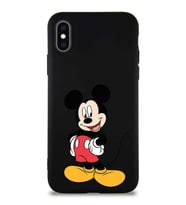 Apple iPhone X Soft Premier Kapak Mickey Mouse-E Tasarımlı Silikon Kılıf - Siyah (Şeffaf)
