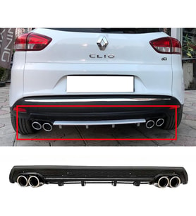 Renault Clio Mk4 SportTourer SW Siyah Difüzör Çiftli Yuvarlak Egzoz Görünümlü D Tip Difizör 2012-2019