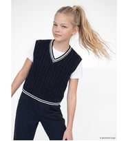 LCW Kids Lacivert V Yaka Kız Çocuk Triko Süveter