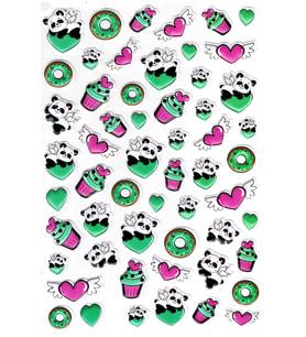 Sticker Kabartmalı A4 Boyutunda Stiker Defter, Planlayıcı Etiket-(lim557) - Donut Kek Panda