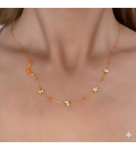 925 Ayar Gümüş Beyaz Lazer Mineli Top Zincir Kalemli Yıldız Kolye.rose.gold.rodaj Seçeneği