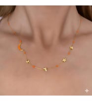 925 Ayar Gümüş Beyaz Lazer Mineli Top Zincir Kalemli Yıldız Kolye.rose.gold.rodaj Seçeneği