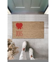 Dijital Baskı Kalitesi Kahverengi Kırmızı Kalpli Dogs Dekoratif Kapı Paspası