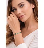 Yeşil Yonca Detaylı Çelik Bileklik (Yeşil Gümüş)