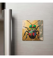 Scarab Beetle - Scarab Böceği - Güneş Gözlüklü Style - Buzdolap Magneti - 9x9 Cm