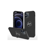 iPhone 12 Pro Kılıf Elit Yüzüklü Kapak - Siyah