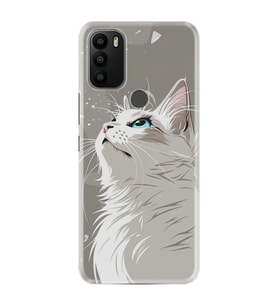 GM 21 Plus Kılıf HD Resim Baskılı Beyaz Kedi StKd -061