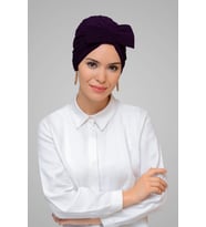 Mürdüm Pratik Hazır Geçmeli Tesettür Bone Sandy Kumaş Fiyonklu Büzgülü 7006_07