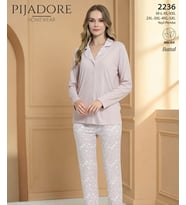 Pijadore Kadın Önü Düğmeli Uzun Kollu Mevsimlik Pijama Takımı 2236