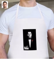 BK Gift Kişiye Özel Godfather Baba Silüet Tasarımlı Beyaz Mutfak Önlüğü-8