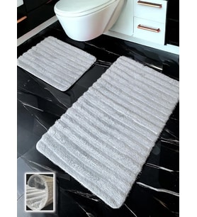 Shalta Açık Gri 2li Banyo Paspası (60x100 50x60 cm)
