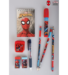 LİSANSLI SPIDERMAN 9 PARÇA KIRTASİYE SETİ UÇLU KALEM,BLOKNOT,3 ADET KURŞUN KALEM,KALEMTRAŞ,ROKET SİLGİ