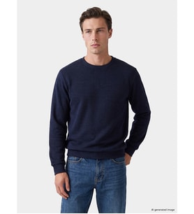 LCWAIKIKI Classic Lacivert Bisiklet Yaka Erkek Sweatshirt