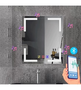 70x100(h) cm Bluetoothlu Buğu Çözücülü Dokunmatik Işıklı Kumlamalı Banyo Aynası