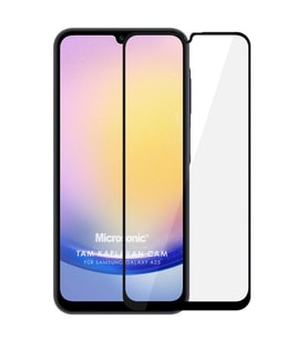 Microsonic Samsung Galaxy A25 Tam Kaplayan Temperli Cam Ekran Koruyucu Siyah