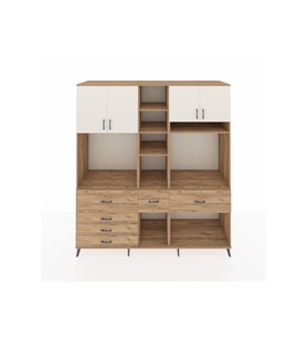 Kronos Dolap 11 Raflı 6 Çekmeceli 4 Kapaklı 220x59x243 Çam-Aytaşı/Çam
