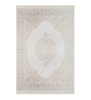 Makine Kaymaz Yıkanabilir Krem Eskitme Salon Halısı Mutfak Halısı Koridor Halısı Yolluk 09705B