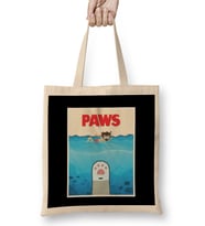 Jaws Parody Paws Jaws Poster Parody Bez Çanta Uzun Saplı
