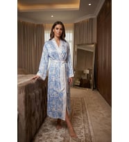 Saten Pembe Uzun Kimono