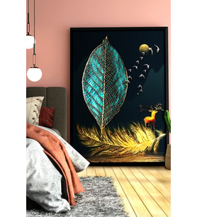 Çerçeveli Tablo Modern Sanatsal Çerçeveler Dekorasyon Ev Dekoru Tekli Çerçeve (Siyah)