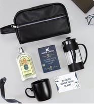 Deri Erkek El Çantası & Eyüp Sabri Tuncer Tıraş Kolonyası & Alerya Premium Filtre Kahve & Siyah French Press & Siyah Kupa Hediye Seti