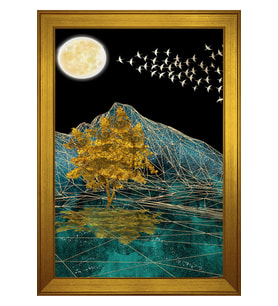 Manzara Temalı Kanvas Tablo 80 x 110 cm Gold Çerçeve