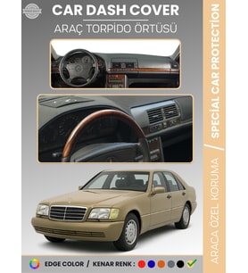 MERCEDES S CLASS W140 (1991-1998) Torpido Örtüsü Premium Kalite Torpido Koruma Özel Kesim UV Koruma