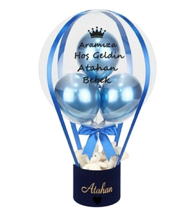Kişiye Özel Yenidoğan Erkek Bebek Balon Kutusu
