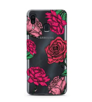 Samsung Galaxy A20/A30 Uyumlu Gül Desenli Şeffaf Telefon Kılıfı