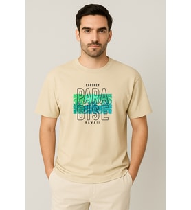 Erkek - Kadın %100 Pamuk Summer Paradise Desenli Baskılı Yarım Kollu Bisiklet Yaka T-Shirt
