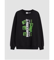 LCW Kids Siyah Minecraft Baskılı Erkek Çocuk Sweatshirt