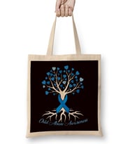 Blue Ribbon Tree Heart Child Abuse Prevention Month Support Bez Çanta Uzun Saplı