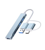 ALLY A-807 5in1 Type-C + USB Girişli USB 3.0 Çoğaltıcı Hub Adaptör (Gri)