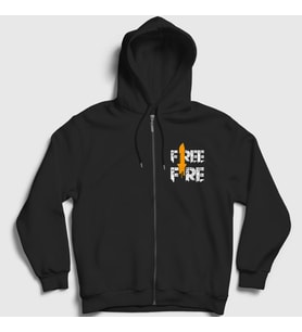Presmono Unisex Siyah Knife V2 Free Fire Fermuarlı Kapüşonlu Sweatshirt 233251tt