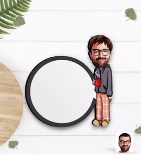 BK Gift Kişiye Özel Erkek Karikatürlü Ahşap Bardak Altlığı-60