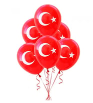 Gemar Ay Yıldız Balon Bayrak Desenli Kırmızı 21Cm 100Lü