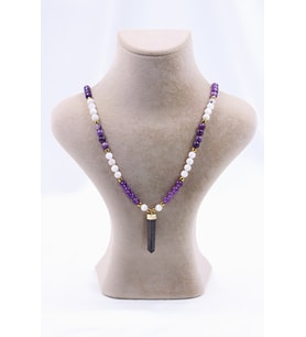 Lepidolit Taşı Ay Taşı Ametist Taşı Hematit Selenit Shungite Taşı Doğal Taş Tasarım Kolye 6 mm