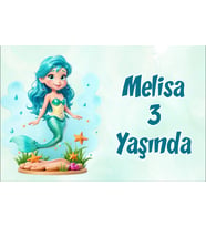 Deniz kızı Temalı Doğum Günü Afişi -1 35X50 cm