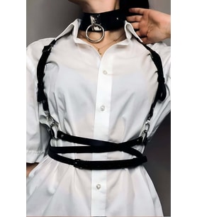 Mulvxbrf Brf02 Belden Ayarlı Bağlamalı Deri Korse Kemer Ve Choker Tasma Takım - Brf644 (Mulvix)
