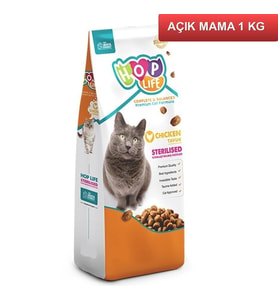 Hop Life Sterilised Tavuklu Yetişkin Kedi Maması 1 Kg AÇIK