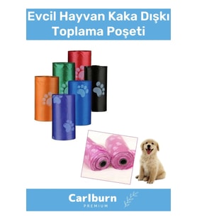 Çevre Dostu Evcil Hayvan Dışkı Toplama Pati Desenli Köpek Kaka Poşeti Torbası 4 Paket 60 Adet Rulo