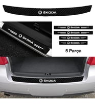 Skoda Rapid İçin Uyumlu Aksesuar Oto Bağaj Ve Kapı Eşiği Sticker Set Karbon