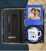 Babalar Günü Kişiye Defter&Kişiye Özel Kahve Fincanı&Kişiye Özel Deri Kılıflı Kalem&Fotoğraflı Çerçeve Hediye Seti