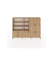 Arges Dolap 11 Raflı 3 Çekmeceli 5 Kapaklı 220x30x163 Çam-Çam