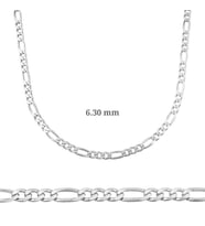 6.30 Mm Gümüş Figaro Zincir - 180 Mikron
